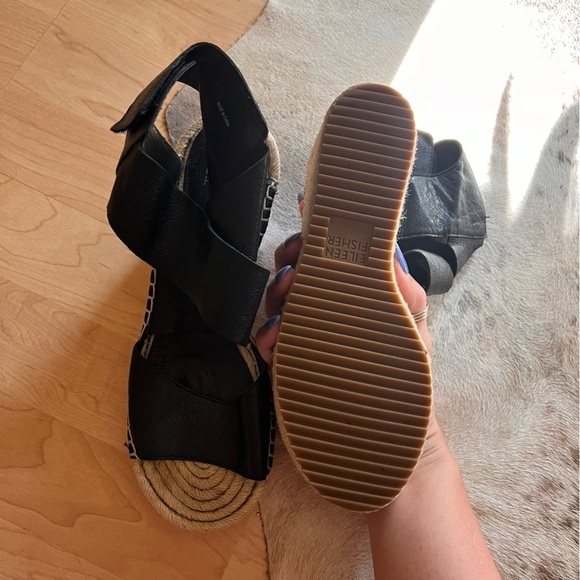 EILEEN FISHER Black Willow Wedge Espadrille Size 7.5 NWOT - Picture 5 of 7